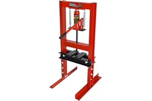CUISINSMART 6 Ton Hydraulic Shop Press, H-Frame Garage Floor Adjustable Shop Press with Stamping Plates to Bend, Straighten, Or Press Parts, Install Bearings & U-Joints