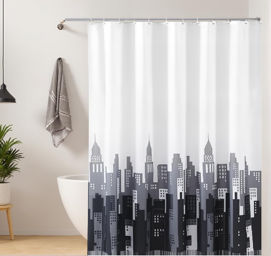GONOVE Shower Curtain for Bathroom 280 x 200cm Mildew Resistant Waterproof Polyester Fabric Shower Curtain Liner Long Washable Bath Curtain with Hooks, Weighted Hem