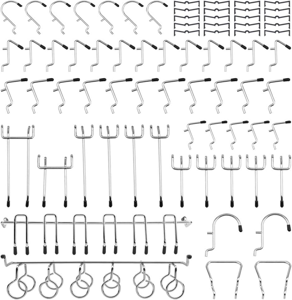ZUKEY 53 Pcs Pegboard Shelving Set Pegboard Hooks Accessories with Some