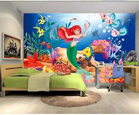 Amazon 3dルームの壁紙の壁画の不織布の壁 ステッカーの人魚姫のおとぎ話の世界の絵画写真 壁の壁画の壁紙280 W X 180 Cm H 壁紙