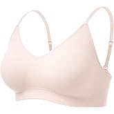 Momcozy Nursing Bras for Breastfeeding and Sleep, Seamless Soft & Stretchy Maternity Bra, V Neck Wireless Pregnancy Bralette