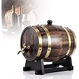Oak Barrel, 3L Retro Style Oak Wood Red Wine Brandy Whisky Barrel Keg Bucket Container With Faucet Home Storage Wine Making Brewing Use