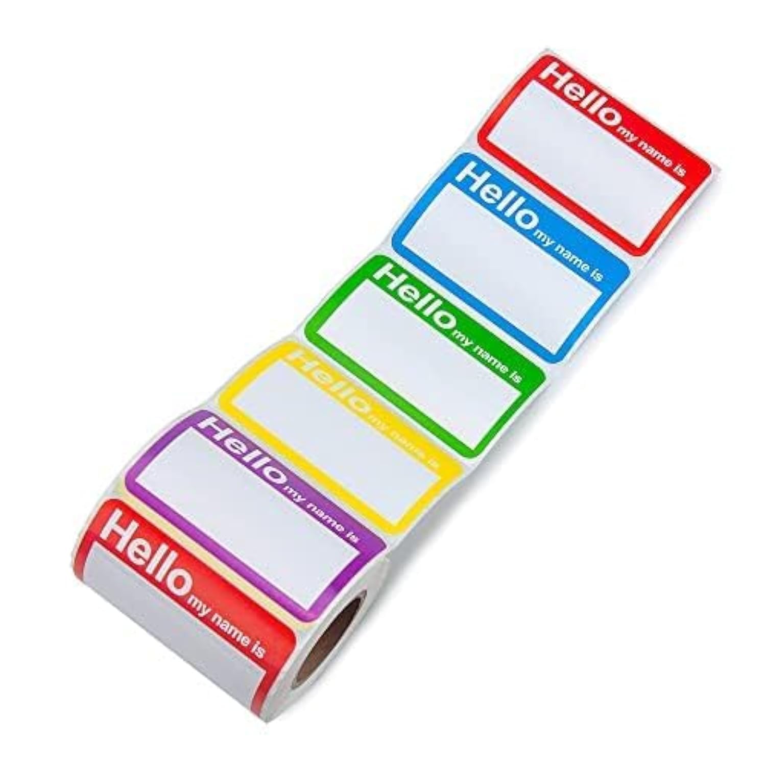 L LIKED Colorful Plain Name Tag Labels - 400 Stickers - 89mm x 57mm, Clothing for Daycare and School 5 Colors(Hello - 400 Labels)