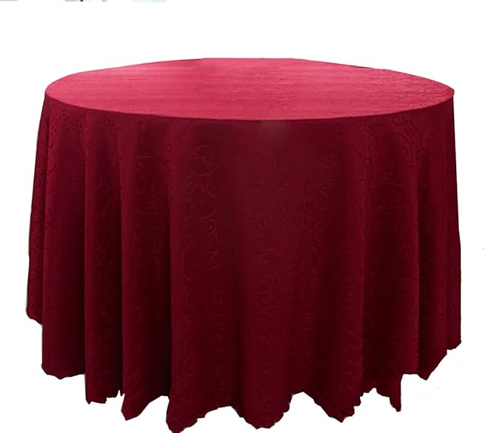 Polyester Tablecloth Round Tablecloth Table Cover (Wine red