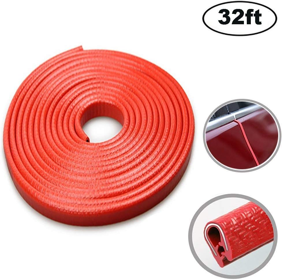Seametal 16.5ft Car Door Edge Guard U Shape,Upgrade Auto Door Edge Trim Protector for Most Car SUV (Red, 33ft)