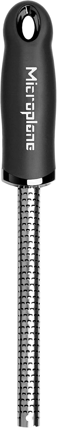 Microplane Spice Grater for Nutmeg Cinnamon, Chocolate, Nuts and Coffee Beans in Black with Stainless Steel Blade - Made in USA