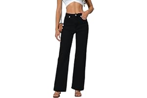 ETTELO Womens Jeans Mid Waisted Straight Leg Loose Stretchy Lightweight Tummy Control Trendy Jeans for Women 2024