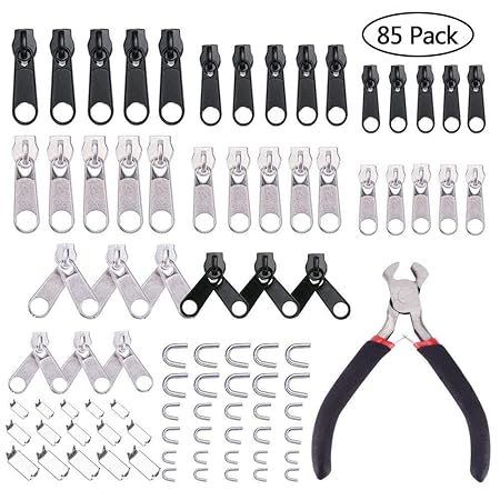 AFDEAL Reißverschluss Reparatursatz,85 Stück Reißverschluss Ersatz Reißverschluss Kit mit Reißverschluss Installieren Sie Zan