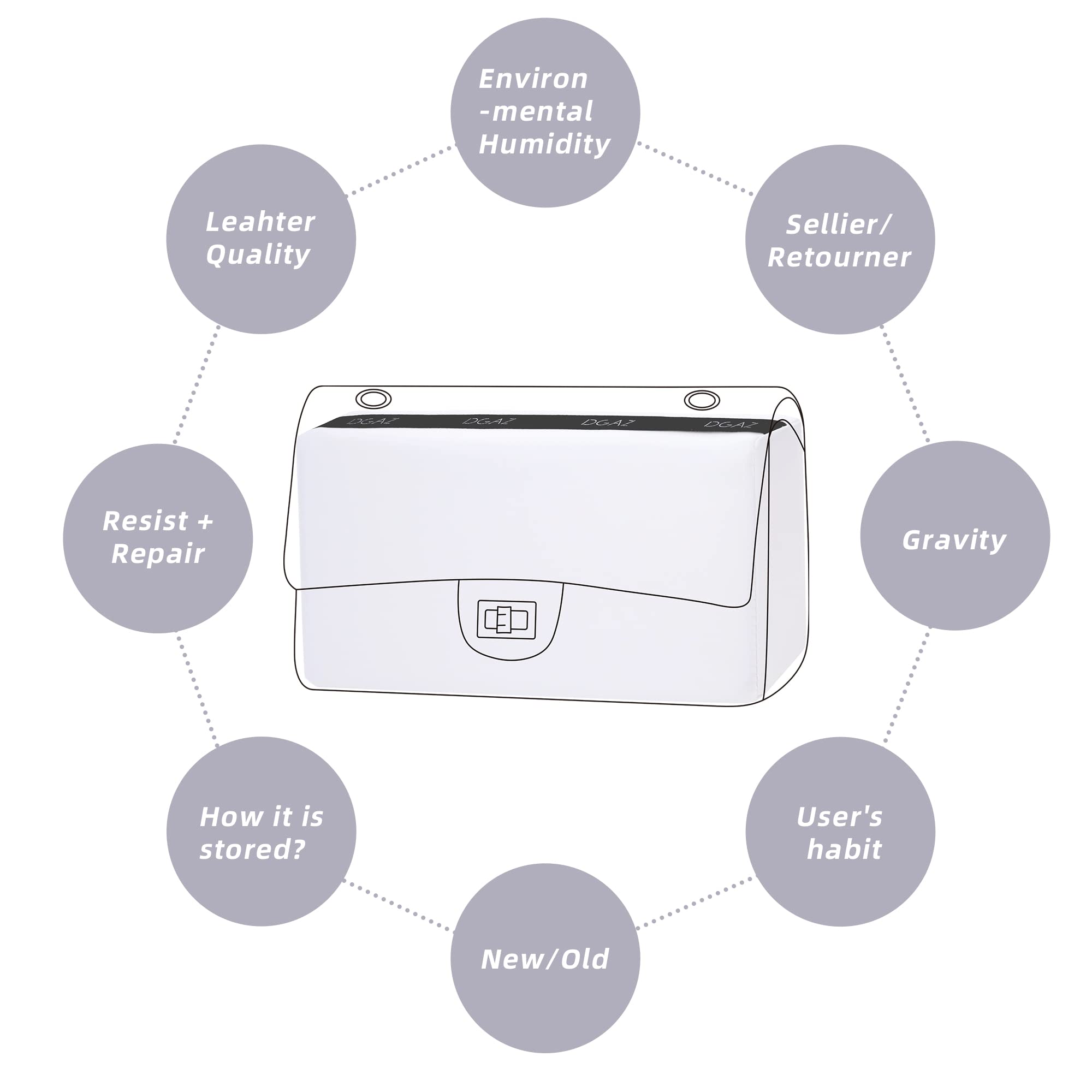 DGAZ Bag Pillow Shaper Insert for Chanel 2.55 Bags, Silky Pillow Shaper for Luxury Handbags（White,Bag 24）