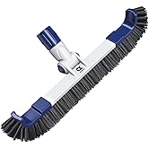 Ainkter 19" 2 in 1 Detachable Curved Edge Pool Brush Head for Inground/Above Ground Pool, Adjustable 180° Handle Rotation, ASA Material Pool Brush for Cleaning Pool Walls, Waterline Tiles & Floors