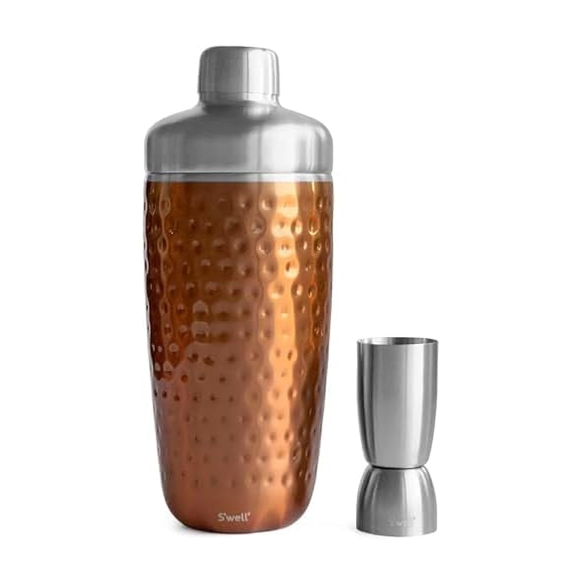 S’well Stainless Steel Shaker Set with Jigger, 18oz, Dipped Metallic, Triple Layered Vacuum Insulated Container Keeps Cocktails Colder for Longer, BPA Free Barware
