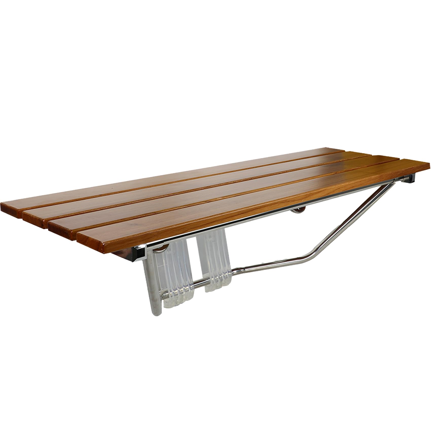 Photo 1 of 36" ADA Compliant Foldable Teak Wood Shower Bench, Wall Mounted 400lb Capacity, Clear Coated Premium Finish, Space-Saving Medical Bath Seat for Seniors & Limited Mobility