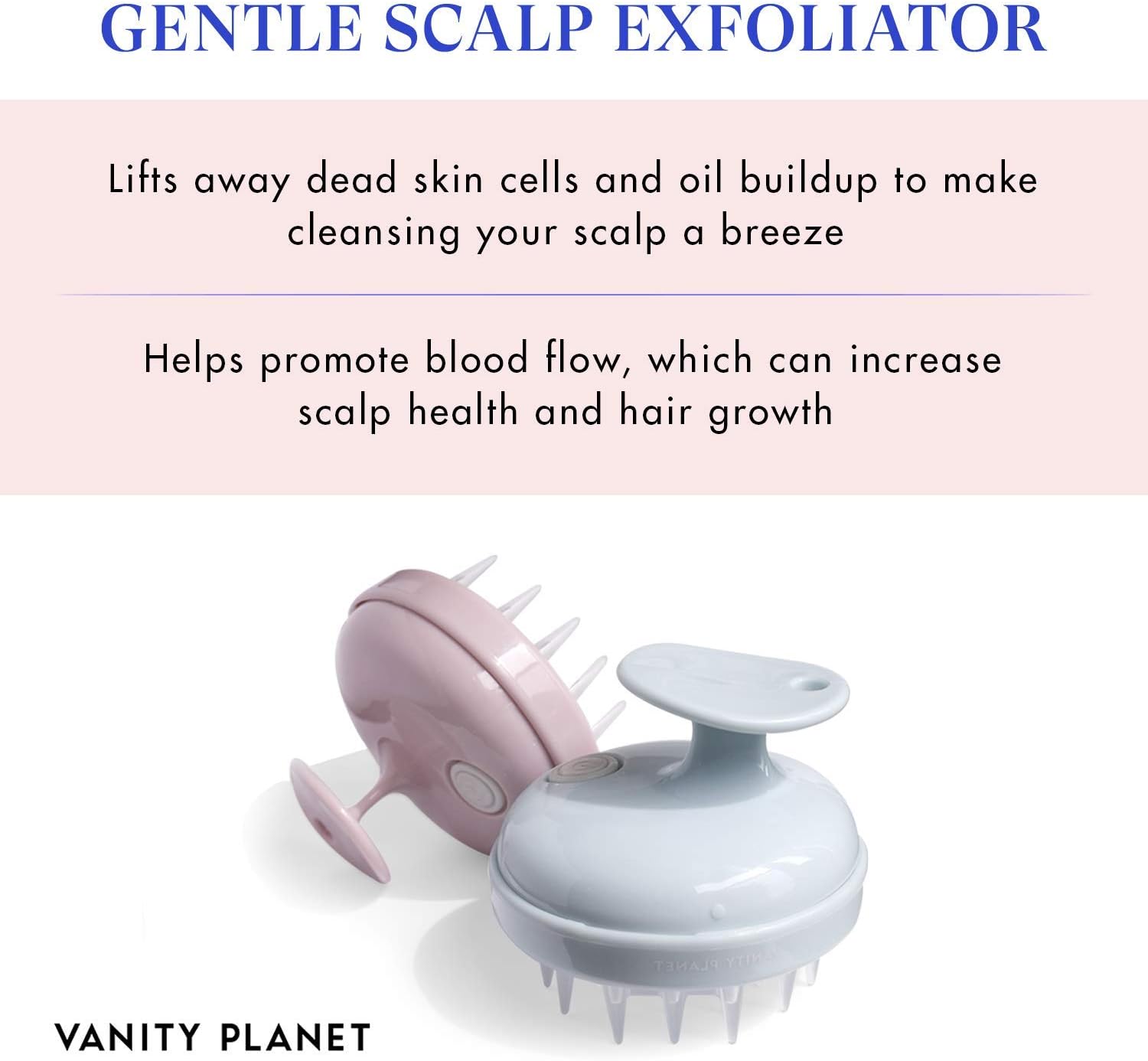 Amazon Com Vanity Planet Scalp Massaging Shampoo Brush Groove Blue Grey Handheld Vibrating Massager Water Resistant Shower Tool Cleanses And Soothes The Scalp To Promote Hair Growth Beauty