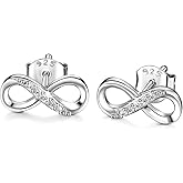 Women Earrings Studs 925 Sterling Silver Stud Earrings for Women Infinity Love Round Cut CZ Jewelry Women
