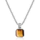 COAI Stainless Steel Pendant Necklace, Gemstone Necklace for Men | Natural Stone Necklace with Lobster Clasp, 20/22/24" Lengths, Elegant Jewelry Box