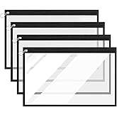 Clear Zipper Pouches, 4 PCS Plastic Organizer Bags PVC Waterproof Envelopes Clear Pouch Bags Zipper Bags Multi-Purpose Makeup