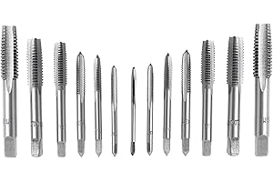 QISF 14Pcs Bearing Steel Metric Screw Thread Tap M3 M4 M5 M6 M8 M10 M12 Plug Tap Tapping Tool set(Wrench is not include)