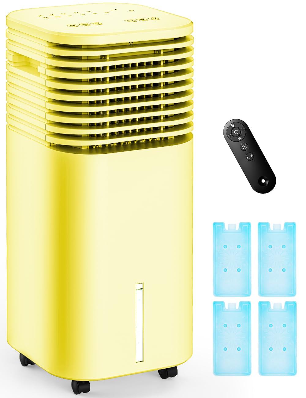CENSTECH Personal Air Conditioner, 3-IN-1 Portable AC with Remote Control, 3 Speeds, USB Powered Small Air Cooler, Quiet & Powerful Cooling Fan, Mini Evaporative Air Cooler for Room - Yellow