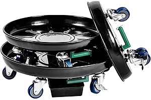 Choclaif Plant Caddy with Wheels - Heavy Duty Iron Plant Stand - Round Pot Trolley for Indoor and Outdoor - Built-in Drainage System - Durable and Easy Mobility(14 Inch, 2PACK)