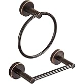FAIRGIA Bronze Toilet Paper Holder Towel Ring,Oil Rubbed Bathroom Hardware Set,Hand Towel Holder Wall Mount Tissue Roll Holder with Double Post Bath Accessories SUS304 Stainless Steel 2pc
