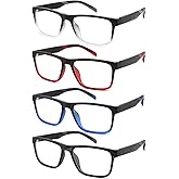 acavefox 4 Pack Reading Glasses 1.5 Men Readers Computer Blue Light Blocking Fashion Comfortable Eyeglasses with Spring Hinge