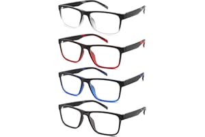 acavefox 4 Pack Reading Glasses 1.5 Men Readers Computer Blue Light Blocking Fashion Comfortable Eyeglasses with Spring Hinge