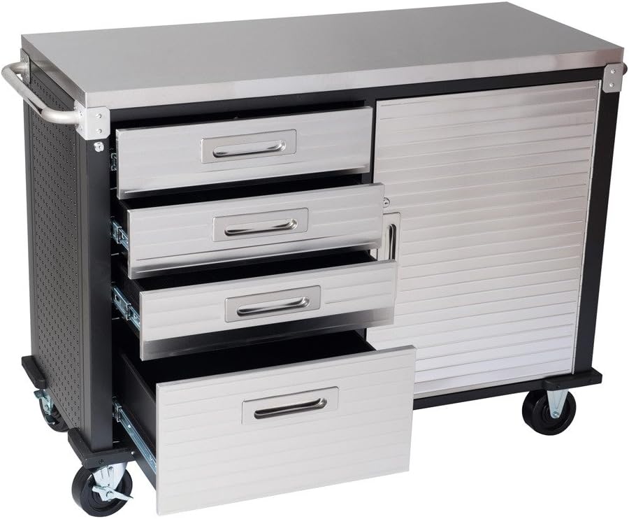 Seville Classics Hd Rolling Workbench Stainless Steel Top Four