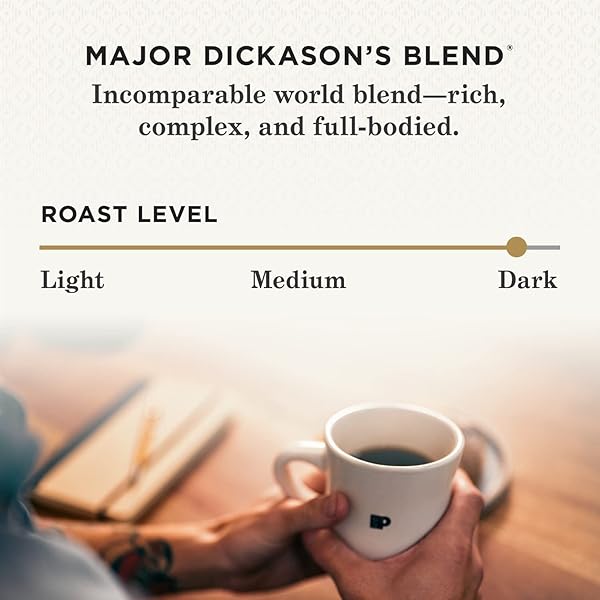 PEET’S COFFEE, DARK ROAST WHOLE BEAN COFFEE – MAJOR DICKASON’S BLEND 10.5 OUNCE BAG