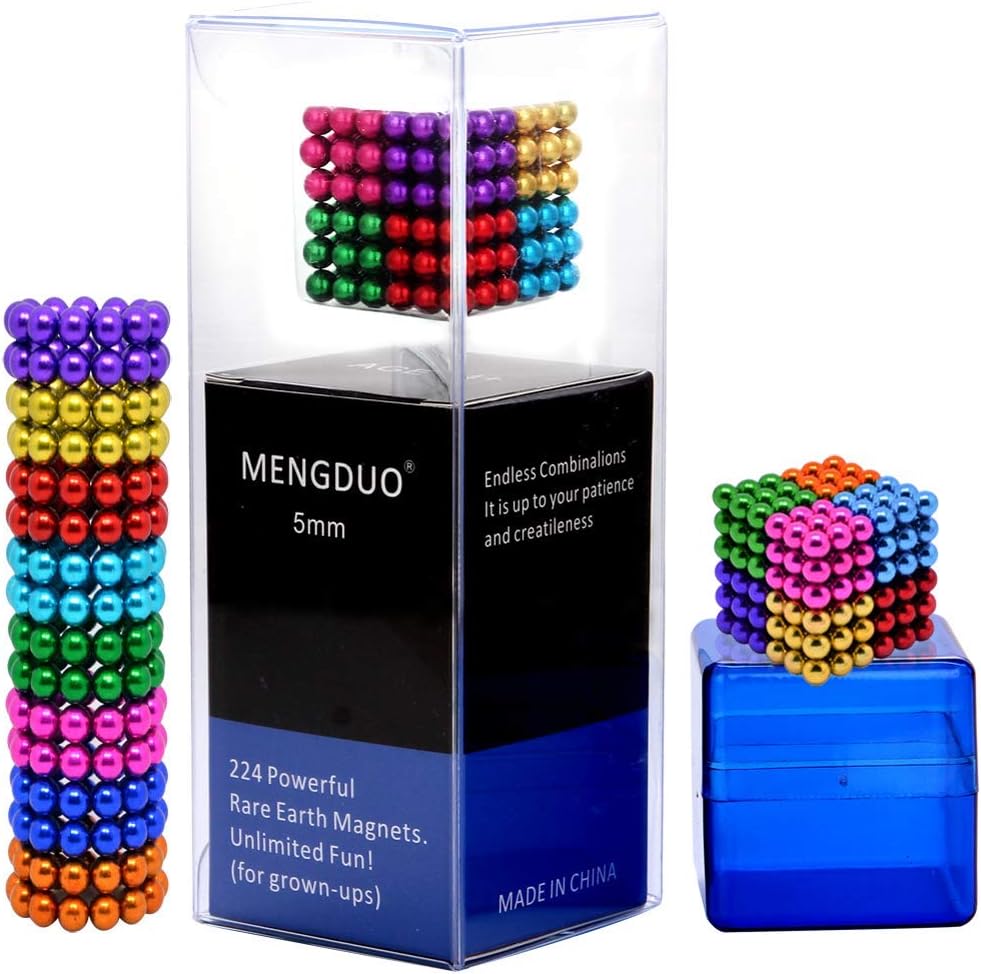 MENGDUO 5MM 224pcs Magnets Sculpture Building Blocks Toys for Sculpture Stress Relief Magnet Intelligence Development - Office Toy for Adults (8 Colors)
