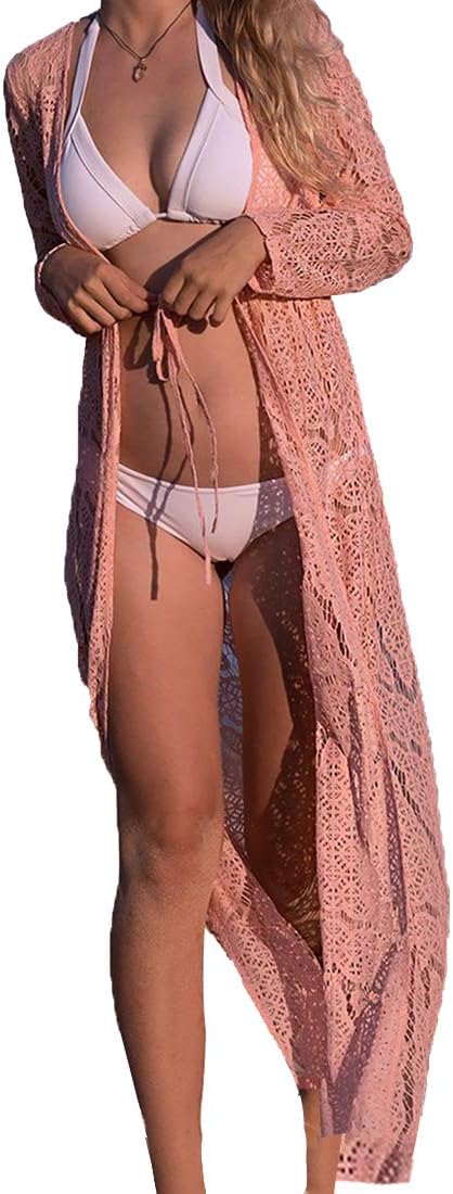 Women Beach Swimwear Cover Up Long Cardigan Swimsuit Knitted Ladies Maxi Dress
