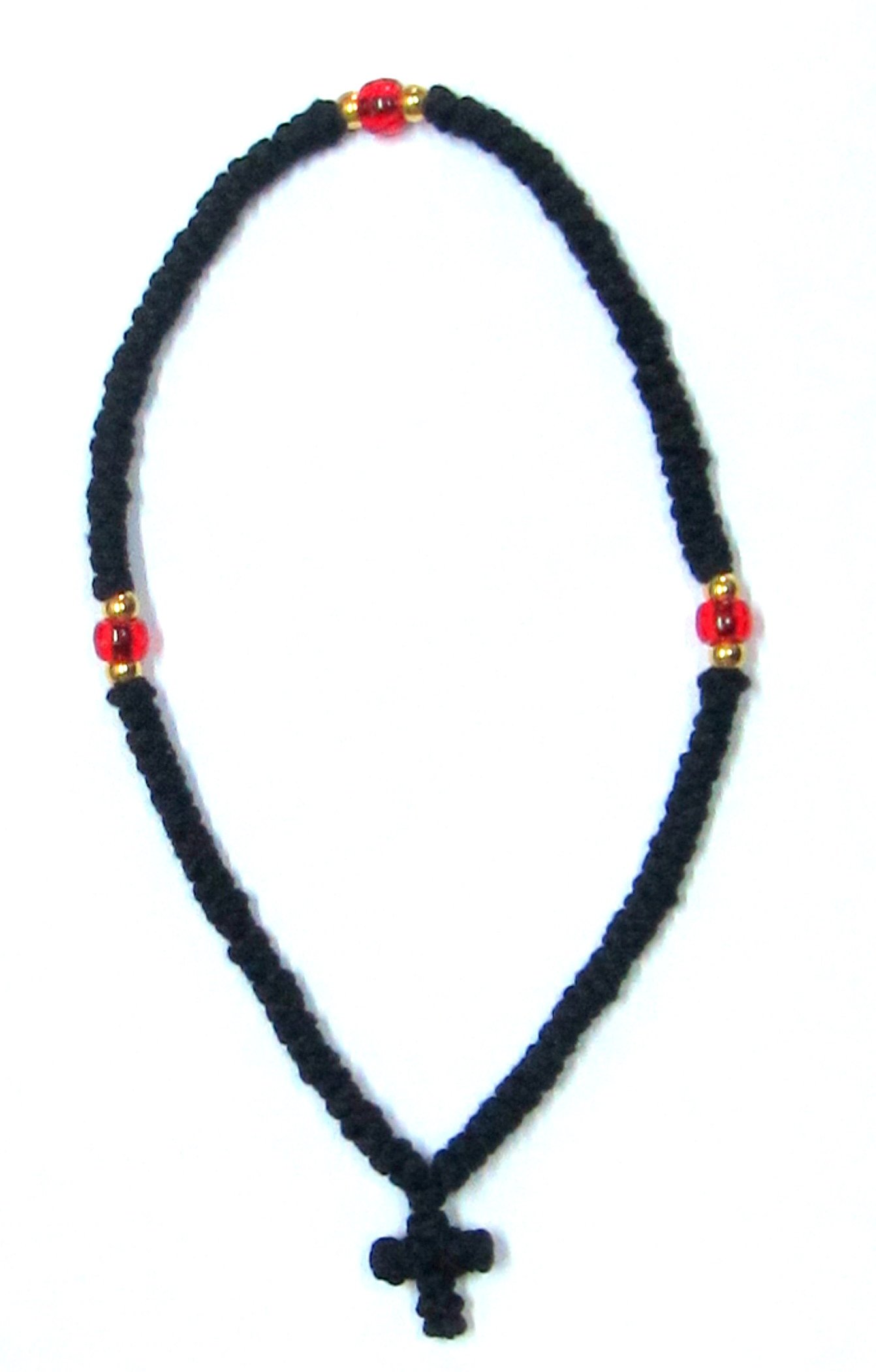 IconsGr Handmade Blessed Christian Orthodox Komboskoini Prayer Rope 100 Knots Wool Pendant black 1