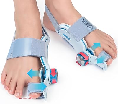 Tech Love Hallux Valgus Korrektur Fixierplatte Upgrade Doppelte Spannung Hallux Valgus Schiene Ballen Zehen Korrektor mit 3 Verschiedenen Befestigungswinkeln für Zehen Blau 2 Stück