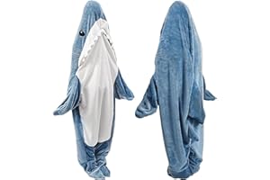 Fu Store Shark Blanket Soft Cozy Flannel Blanket Hoodie Onesie Sleeping Bag Cute Cosplay Wearable Funny Costume for Adult Kid