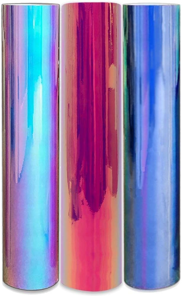 Styletech | Opal Holographic | 6-12 in x 12 in Sheets | Craft Vinyl Adhesive Bundle | 2 Pink, 2 White & 2 Blue + 1 Bonus Transfer Sheet