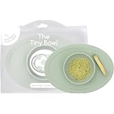 ezpz Tiny Bowl (Sage) - 6 Months+ - Fits All Highchair Trays | 100% Silicone Suction Placemat + Bowl for Infants - Baby-Led Weaning Supplies