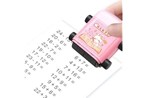 SIDUYG Teaching Stamps for Kids,2 in 1 Math Practice Stamps Within 100,Addition and Subtraction Dual Head Smart Math Roller Stamp,Math Learning Toy for Preschool Kindergarten Classroom Supplies Pink