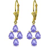 4.5 Carat 14k Solid Gold Leverback Earrings Tanzanite