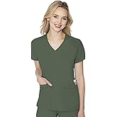 Med Couture Women's Scrub Top, Raglan Sleeves for Modern Fit, 6 Pockets 2-Way Stretch, Durable & Breathable Fabric - MC7425