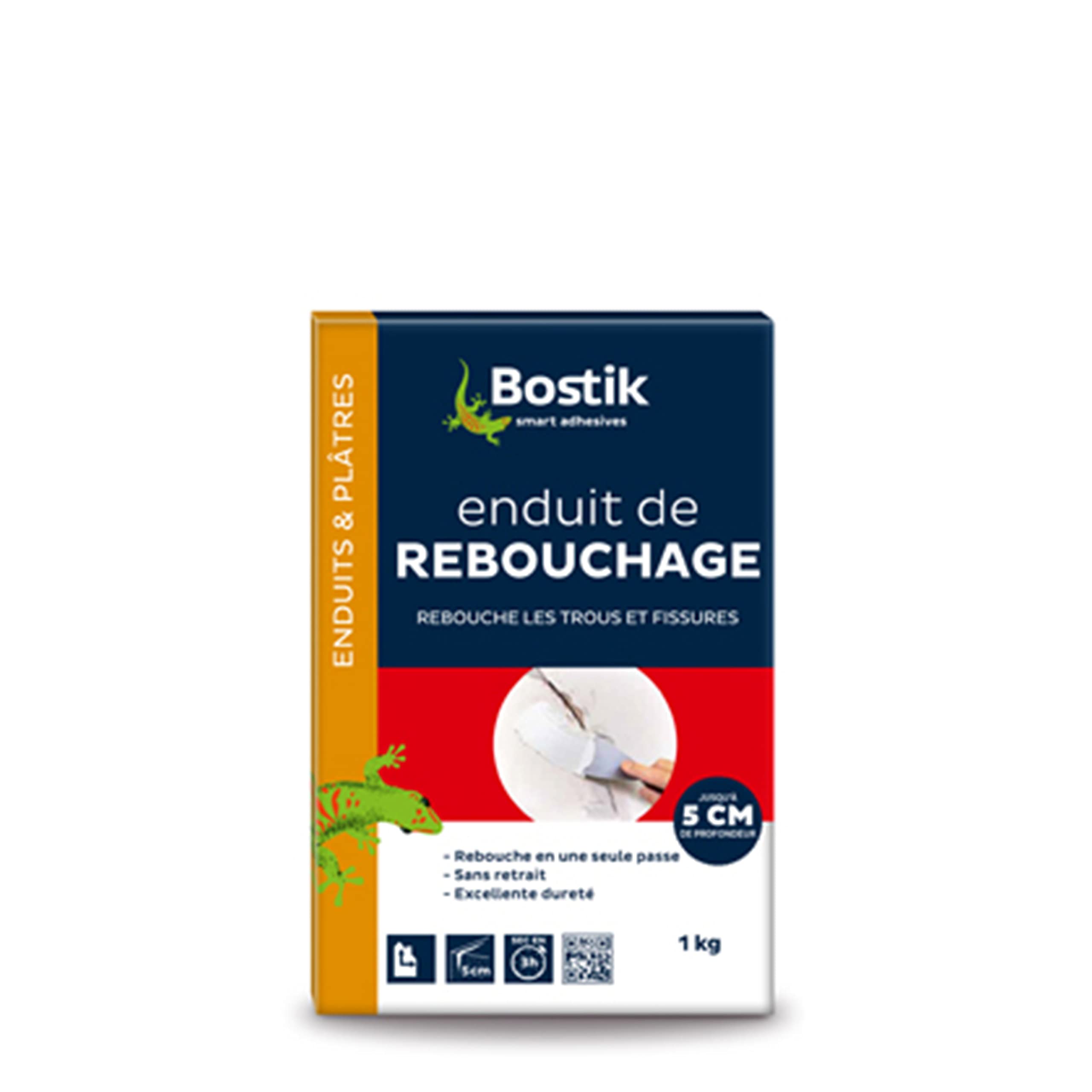Bostik Powder Filler, Inner Coating for Filling Holes and Cracks up to 5 cm, All Supports, Box of 1 kg, White