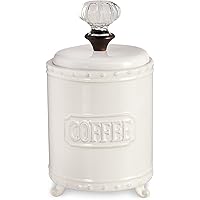 Mud Pie ceramic Coffee Canister Door Knob Handle, White