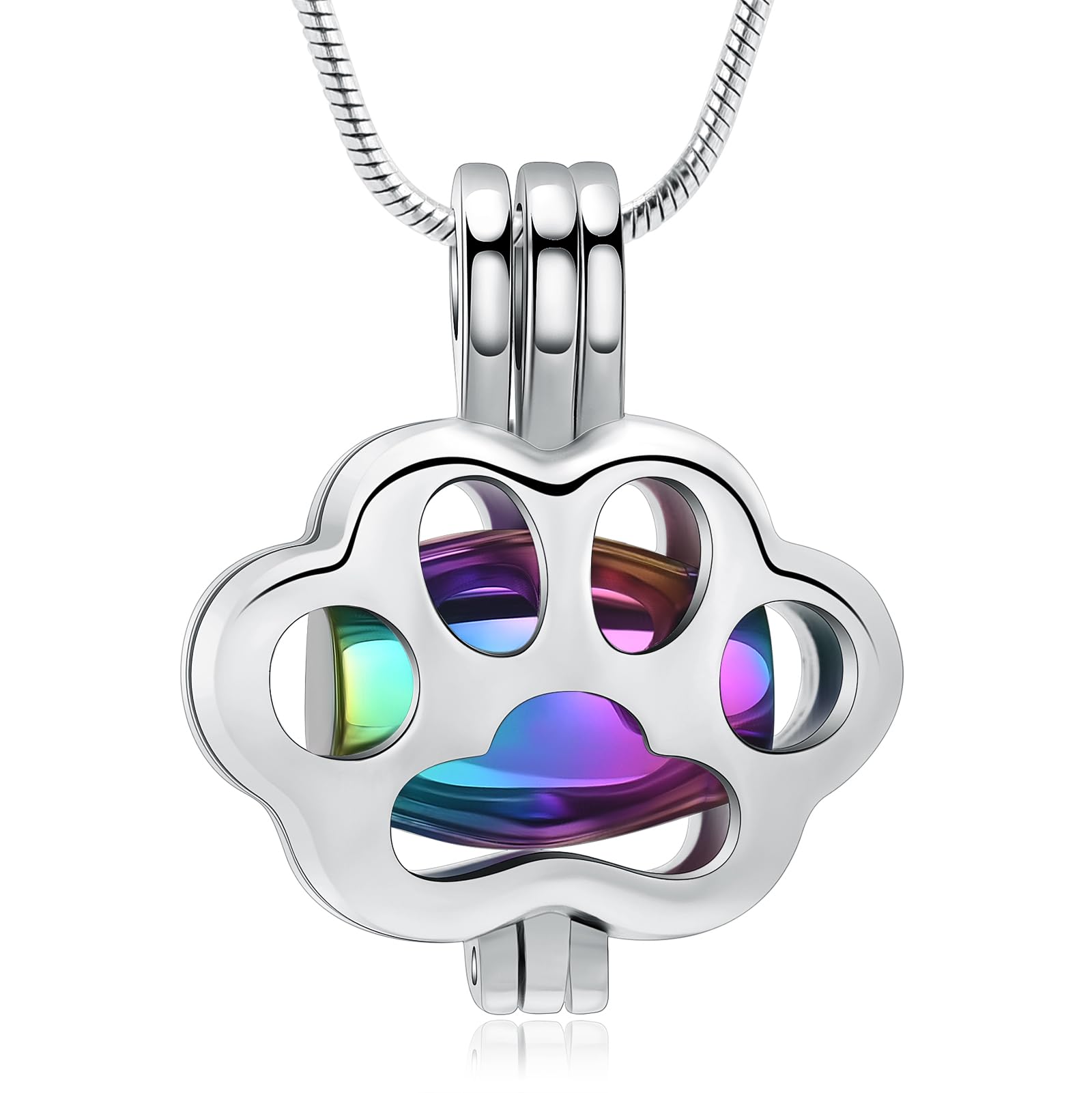 QGJNSGC Pet Cremation Jewelry for Ashes for Dog Cat Paw Print Memorial Locket Urn Necklace with Mini Case Keepsake Cremation Jewelry for Women/Men
