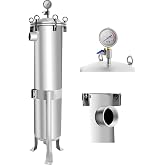 2" NPT Heavy Duty 304 Stainless Steel Bag Filter Housing 150 PSI Max | 30-40t/h Flow Rate, Bag Water Filter Purification Equipment for Liquid Filtration, Purification, Separation, Recovery