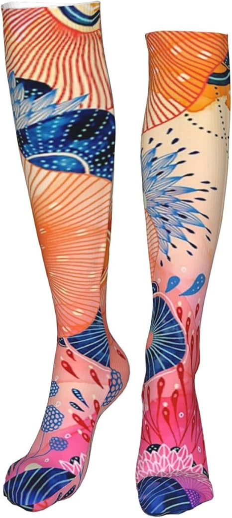 Amazon Co Jp レッグウォーマー靴下 ストッキング ニーソックス 和風 和柄 花 ハイウエストソックス ハイソックス ヨガソックス ワンピースの靴下 圧縮靴下 通学 通勤 かわいいい おしゃれ スポーツランニング ファッション