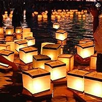 Aketek 20 Pack Square Chinese Lanterns Wishing, Praying, Floating, River Paper Candle Light