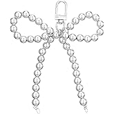Mabor Silver Heart Pearl Bow Keychain Y2k Bowknot Keyring Sweet Bag Car Keys Charms Pearl Bowknot Keyring Decorative Accessories for Women
