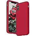 SURPHY Designed for iPhone Xs Case and iPhone X Case with Microfiber Lining, Thickened Liquid Silicone Phone Case for iPhone X XS 5.8 inches, Red