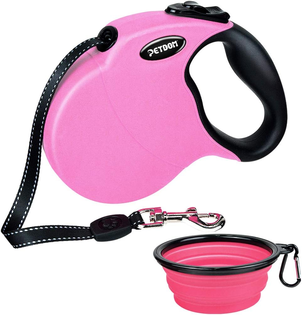 PETDOM Retractable Dog Lead Pink Extends up to 16 Feet of Freedom Pet