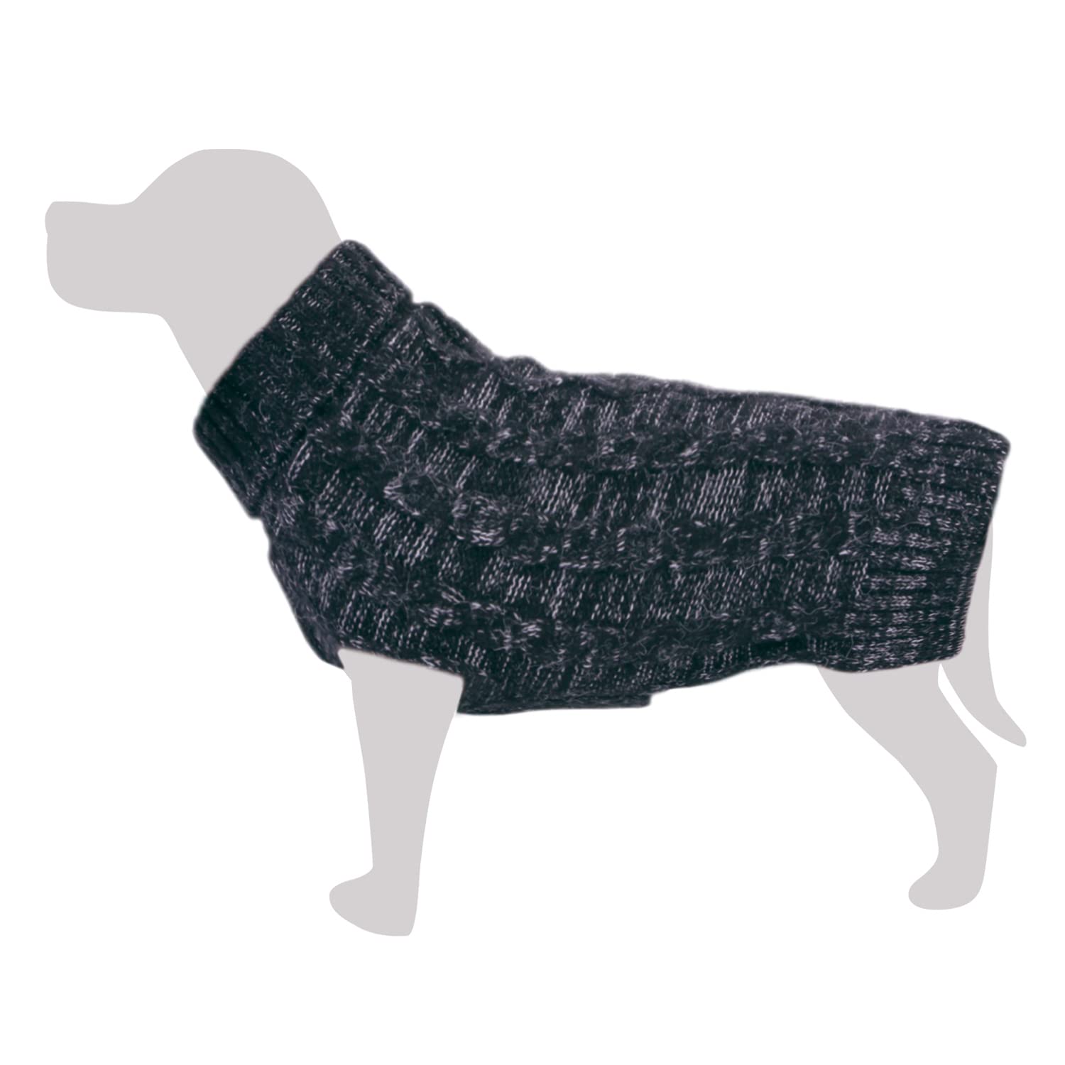 Arquivet Graphite Black Braided Knit Jumper - L/35 cm - Dog Clothes - Helps Protect Them From The Cold - Accessories - Coats, Sweatshirts, Sweatshirts, Sweaters, Vests & Sweaters, Jackets, Sweaters,