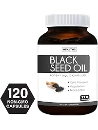 Best Black Seed Oil 120 Softgel Capsules (Non-GMO & Vegetarian) Made from Cold Pressed Nigella Sativa Producing Pure Black Cumin Seed Oil - Made in The USA - 500mg Each (1,000mg per Serving)