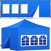 Vincreem 4 Pcs Pop up Canopy Sidewalls for 10x10 Frame, Blue | 3 Pcs Sidewall with Window and 1 PC Door with Central Zipper, for Easy Entry and Exit, 420d Oxford Pop up Canopy Tent